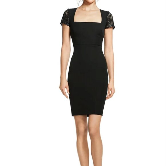 EUC Banana Republic x Roland Mouret Bodycon dress with lace sleeves & open neck - Picture 7 of 9